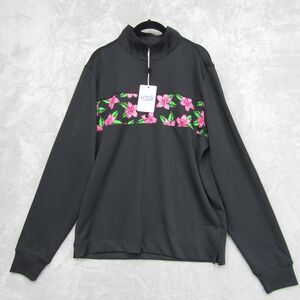 U Suck At Golf 1/4 Zip Pullover Long Sleeve Shirt Sz M Black Floral Pattern NWT